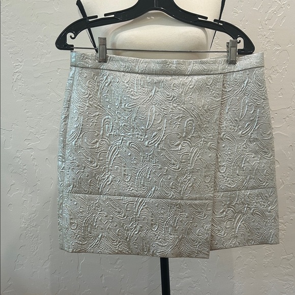 J. Crew Silver Textured Mini Skirt  JT - Picture 1 of 4